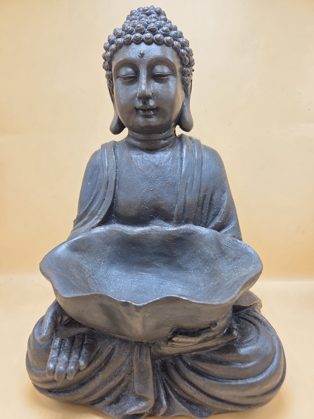 Decorative Black Buddha Statue Bowl - Home Art Accent